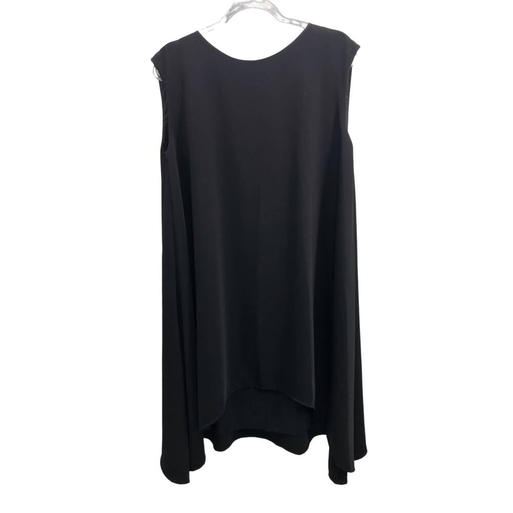 Annie P Ricky Black Sleeveless Pleated Back Shift Dress 44 Made in Italy